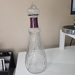 Elegant Glass Decanter with Purple Accent